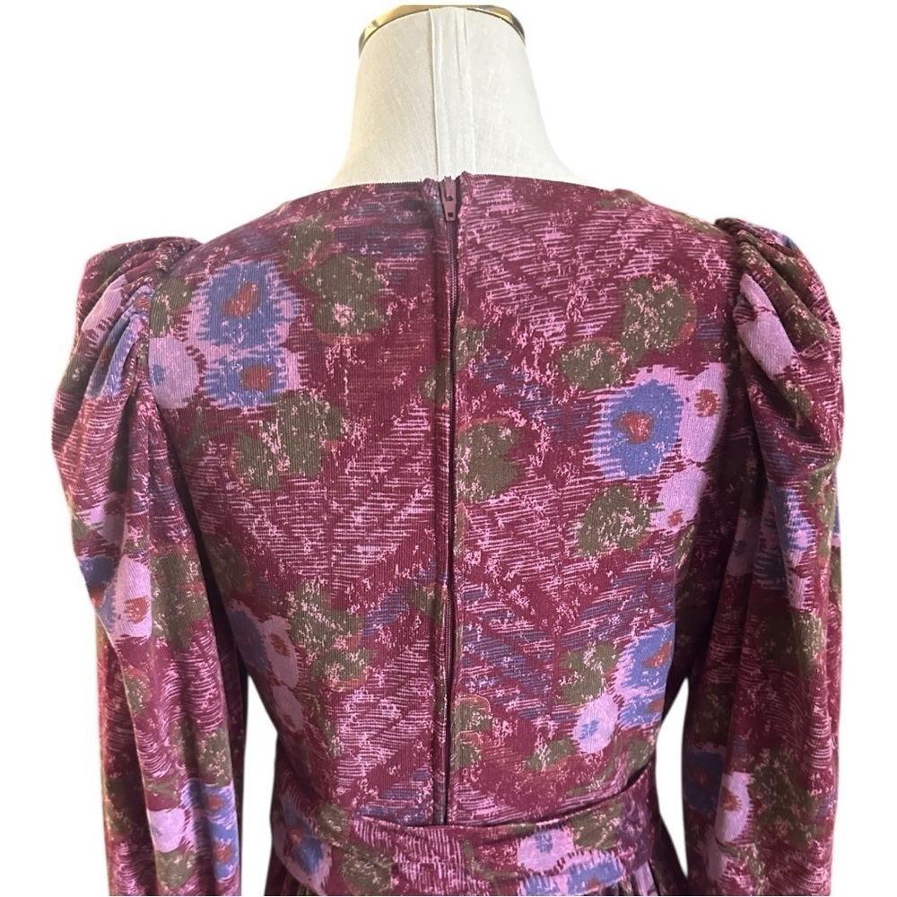 Vintage Laura Ashley Gorgeous Floral Long Sleeve Midi Dress w/ Belt & Pockets 10 - Picture 9 of 12